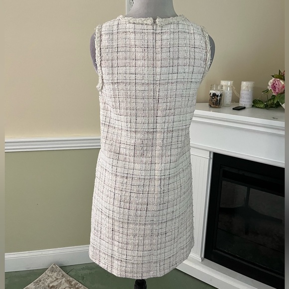 SHE LIMITED Tweed Cream Patterned  Sleeveless Textured Dress Size M NWOT - Picture 7 of 11